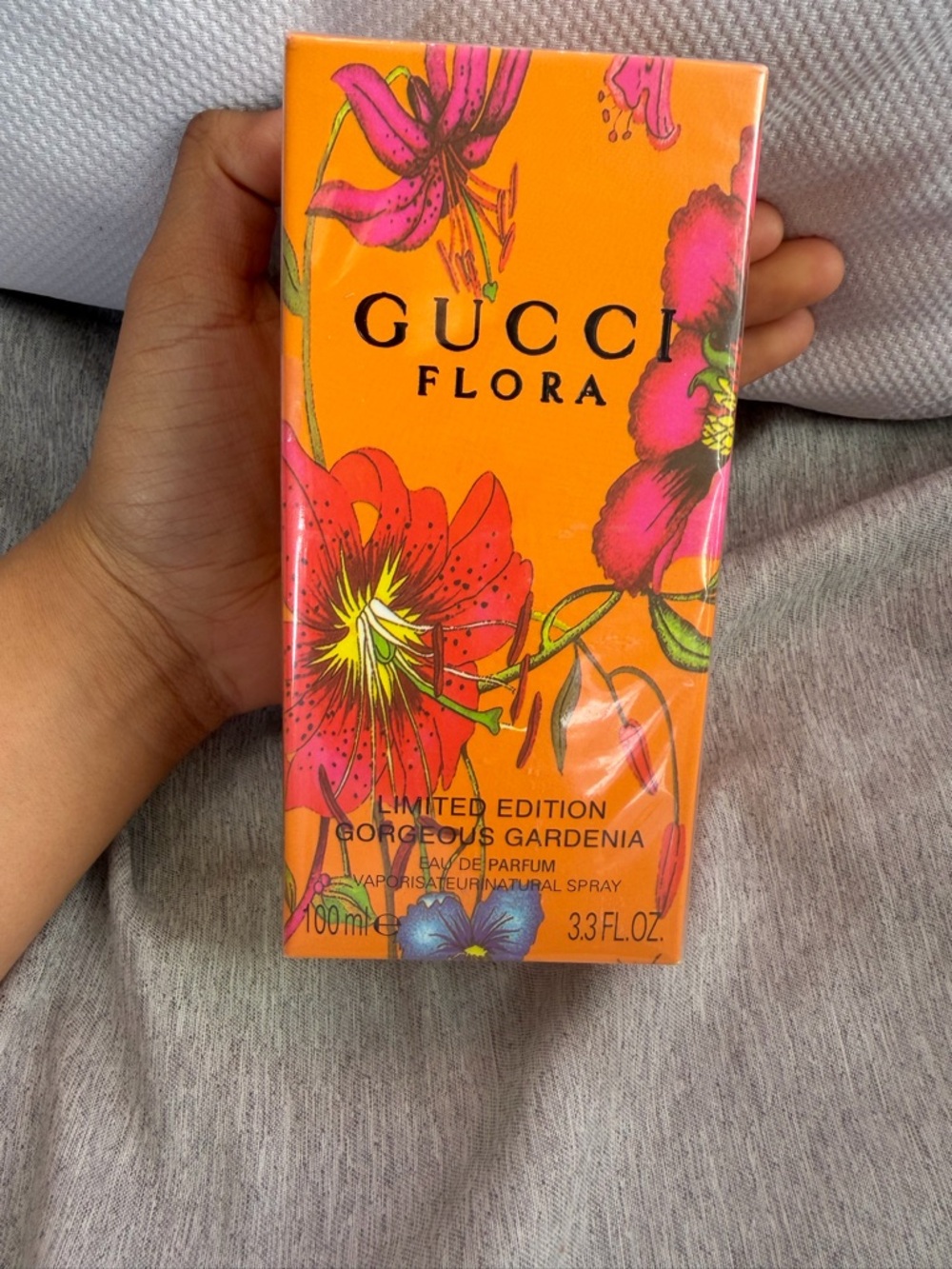 Gucci Orange Box with Pink & Blue Floral Artwork